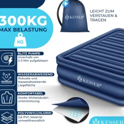 KESSER ® Aufblasbare Matratze Luftbett mit eingebauter elektrischer Pumpe integrierte erhöhte aufblasbare Matratze für Übernachtungsgäste mit Aufbewahrungstasche Schwarz New