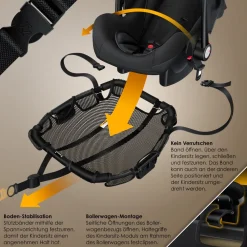 KESSER ® Babyschale-Modul Kindersitzmodul-Aufsatz Zubehör Passend für LOOPS Faltbarer Bollerwagen Handwagen, Modul Universal für alle Babyschalle Babyliegeschale Schwarz Clearance