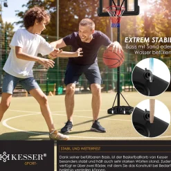 ® Basketballkorb Premium mit Ständer Rollen Inkl. Basketball + Pumpe verstellbare Korbhöhe 230 bis 305 cm höhenverstellbar Korbanlage Outdoor komplett Basketballanlage für Erwachsene Kinder ^ KESSER New
