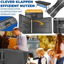 KESSER ® Bierzeltgarnitur 3-teilig Set Tisch & 2x Bank | Buffettisch für drinnen & draußen Gartengarnitur klappbar 183x76x74cm Kunststoff Klapptisch Gartentisch inkl. Abdeckung & Tragegriffe Schwarz New