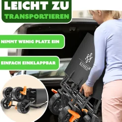 ® Bollerwagen faltbar GT9000 Handwagen mit Dach | Transportwagen max. belastbar bis 150kg mit Hartgummi-Räder & Feststellbremsen (Vorne & Hinten) | Inkl. Abdeckung, Wetter & Sichtschutz ^ KESSER Discount