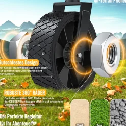 ® Bollerwagen faltbar Handwagen Transportkarre max. 150kg Tragkraft & 360° PVC-Reifen Gerätewagen inkl. 2 Netztaschen, Seitentasche & Abdeckung Transportwagen Gartenanhänger ohne Dach ^ KESSER Clearance