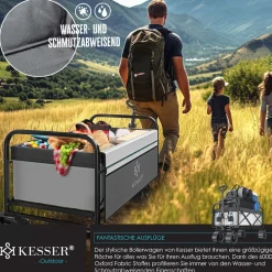 ® Bollerwagen faltbar mit Breite Reifen Handwagen Transportkarre Gerätewagen | inkl. 2 Netztaschen | klappbar | Kunststoff-Reifen | bis 150 kg Tragkraft transportwagen Gartenanhänger ^ KESSER Outlet