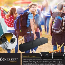 ® Campingbett Klappbett Inkl.Tragetasche und Seitentasche Stabiles Feldbett 150 kg Belastbar Metallrohr 600D Oxfordgewebe Tragbar Liege Reise Bequem ^ KESSER Hot