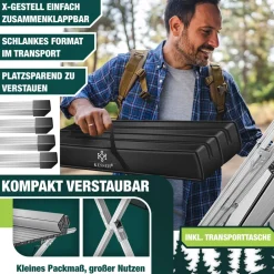 ® Campingtisch faltbar Klapptisch mit Aluminiumrahmen Aufrollbare Tischplatte Falttisch klappbar 145x70x70cm bis 100kg inkl. Tragetasche mit Trageband & Netztasche ^ KESSER New