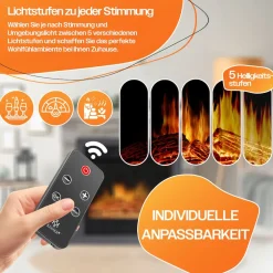 KESSER ® Elektrokamin Standkamin - Kamin elektrisch mit LED 3D-Flammeneffekt, Mit Heizung Heizfunktion, Elektro Kamin mit 1800W Leistung, Wochentimer, Thermostat, Fernbedienung, dimmbar Villa / Gold Best