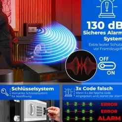 ® Eektr. Treor | Ink. Batteriebox | Eektronicher afe | 3x Doppebozenverriegeung | Boden Wandtreor | öbetreor | Innenbeeuchtung | Panzerchrank Zahencho ^ KESSER