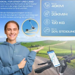 ® E-Scooter mit Straßenzulassung 40km Reichweite Faltbarer Elektro 36V / 10 Ah Batterie Roller Belastung bis 120kg 450W Motor 10" Reifen LCD-Display und universelle Smartphonehalterung ^ KESSER Outlet