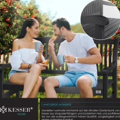 ® Gartenbank Holz Holzbank wetterfest | Für 3 bis 4 Personen | Parkbank aus Massivholz | Sitzbank 320 kg belastbar | Balkonbank Bank für Balkon Terrasse & Garten inkl. Cover ^ KESSER Discount