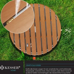 KESSER ® Gartendusche Bodendusche Außendusche Saunadusche Campingdusche 70x55 cm Rechteck Fontänenhöhe bis 4 m einstellbar Mit Fußrad, Aluminium/WPC, rutschfeste Standfläche Wetterfest, Holzoptik (Produkt aktuell ausverkauft) Braun Best
