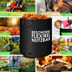 ® Gartensack Set Laubsack Gartenabfallsack inkl. Handschuhe - Selbststehend 4 Griffe Stabil Robust & Faltbar - Laubsäcke Rasenschnitt Gartensäcke für Gartenabfälle schnitt ^ KESSER Hot