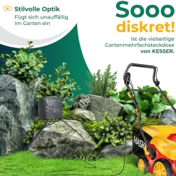 ® Gartensteckdose Steinoptik mit 4 Steckplätzen - mit WiFi Funktion Steuerung per App - Inkl.Erdspieß, Mehrfachsteckdosen aussen mit 3m Verlängerungskabel Außensteckdose IP44 Dämmerungssensor ^ KESSER