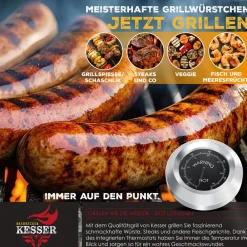 KESSER ® Grill Grillwagen Holzkohlegrill mit Deckel, Rädern, Edelstahl-Griff, Grillrost und Thermometer Holzkohle kohlegrill Wagen groß Kohle BBQ Barbeque Camping, Terrasse, Garten Schwarz Sale