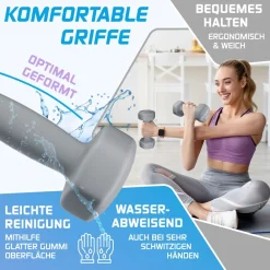 ® Hantel-Set, 3 Paar, 1kg - 5kg, 12kg oder 18kg kurzhanteln mit Ständer Aufbewahrung, Fitnessstudio, Krafttraining, Hantelset rutschfeste Neopren, Mit Übungsheft, 2x Fitnessbänder ^ KESSER Hot