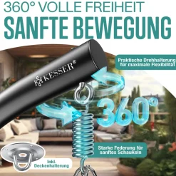 KESSER ® Hängesessel mit Gestell Outdoor Indoor Schaukelstuhl Polyrattan 360° 150kg Tragkraft inkl. Polsterkissen & 2in1 Deckenhalterung + Cover – Relaxschaukel - Garten, Balkon, Terrasse (Produkt aktuell ausverkauft) Beige / Anthrazit Outlet