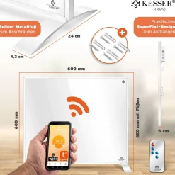 ® Infrarotheizung Effizient Infrarot 2in1 Standgerät & Wandmontage Elektroheizung mit Fernbedienung Thermostat & App-Steuerung Timer Elektrisch Heizpaneel Heizung Konvektor Standfüße ^ KESSER