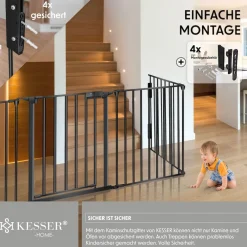 ® Kaminschutzgitter mit Tür Metall Ofenschutzgitter Laufgitter Laufstall Absperrgitter Tierschutzgitter Türschutzgitter für Kinder-Sicherung ^ KESSER Clearance