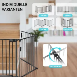 ® Kaminschutzgitter mit Tür Metall Ofenschutzgitter Laufgitter Laufstall Absperrgitter Tierschutzgitter Türschutzgitter für Kinder-Sicherung ^ KESSER Clearance