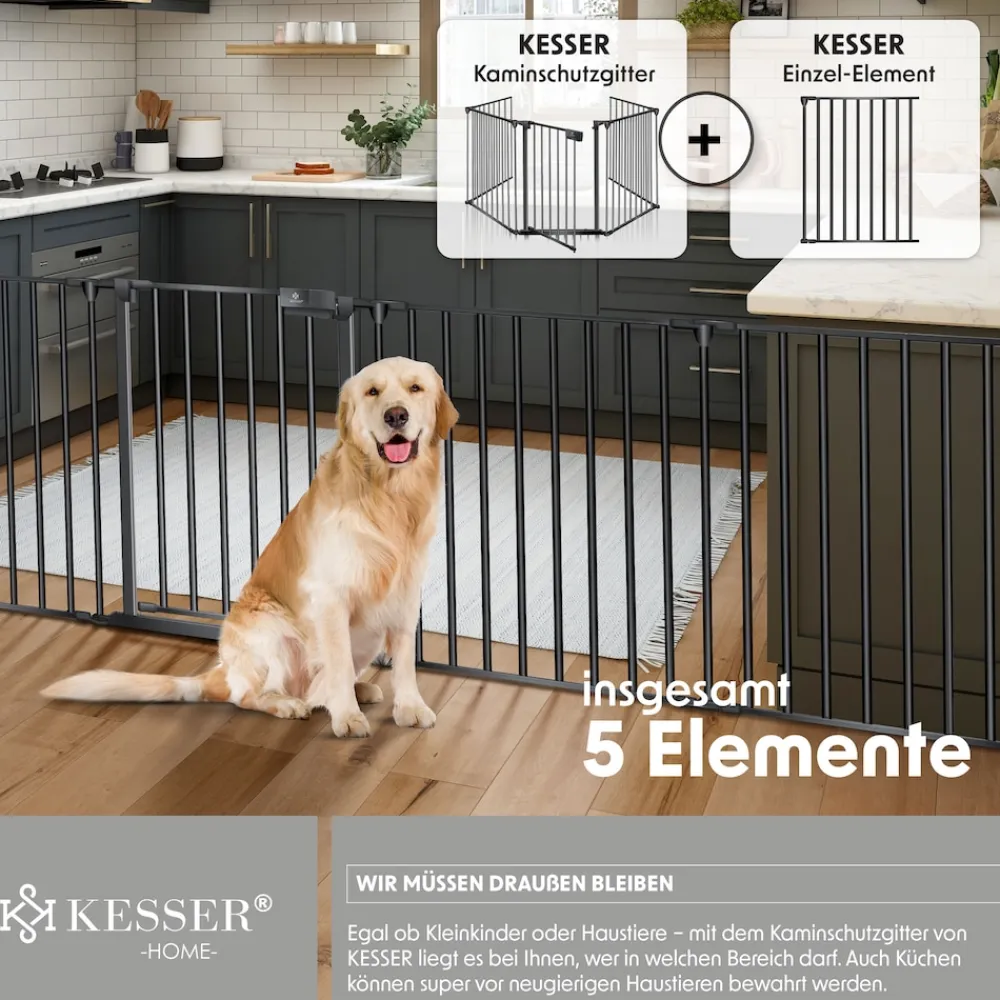 ® Kaminschutzgitter mit Tür Metall Ofenschutzgitter Laufgitter Laufstall Absperrgitter Tierschutzgitter Türschutzgitter für Kinder-Sicherung ^ KESSER Clearance