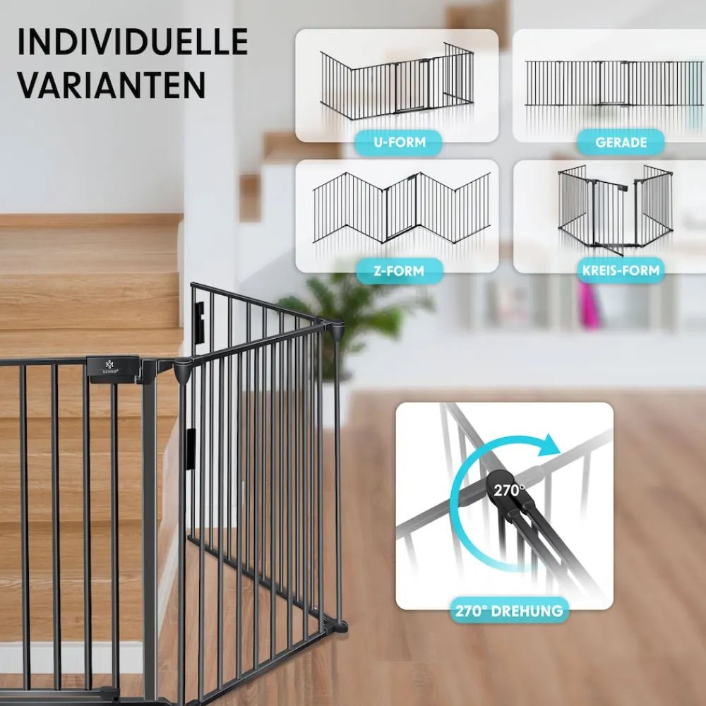 ® Kaminschutzgitter mit Tür Metall Ofenschutzgitter Laufgitter Laufstall Absperrgitter Tierschutzgitter Türschutzgitter für Kinder-Sicherung ^ KESSER Clearance