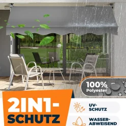 ® Klemmmarkise mit Handkurbel Balkon, Balkonmarkise ohne Bohren, UV-beständig höhenverstellbar wasserabweisend , Sonnenschutz, Terrassenüberdachung , einfache Montage ^ KESSER Sale