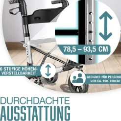 KESSER ® Leichtgewicht Rollator faltbar mit Sitz, Griff, Tasche, schmal für Senioren Wohnung, Klappbar, Höhenverstellbar, Reflektoren | All Gelände Reifen Indoor-& Outdoor, Gehhilfe, Laufhilfe Rollator Black Sale
