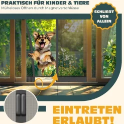 ® Magnet Fliegengitter Tür Insektenschutz Magnetvorhang Türvorhang Schutzgitter mit kinderleichter Inkl. Klebemontage für Balkontür Terrassentür Kellertür Montage Ohne Bohren ^ KESSER Hot