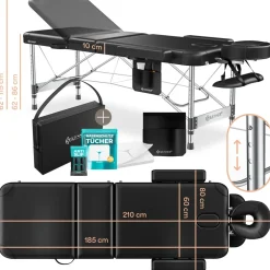 KESSER ® Mobile Massageliege klappbar & höhenverstellbar 3 Zonen Massagebett Massagetisch Kosmetikliege Breit Therapieliege Aluminium + 10x Gesichtsauflage mit Kopfstütze Armlehnen & Tasche Weiß Clearance