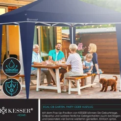 KESSER ® Pavillon 3x3m | wasserdicht | inkl. Tragetasche mit Rollen| Pop-Up Klicksystem | UV-Schutz 50+ | Faltpavillon | Gartenzelt | Partyzelt
