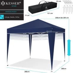 KESSER ® Pavillon 3x3m | wasserdicht | inkl. Tragetasche mit Rollen| Pop-Up Klicksystem | UV-Schutz 50+ | Faltpavillon | Gartenzelt | Partyzelt