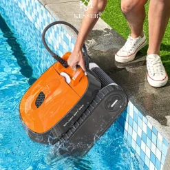 KESSER ® Poolroboter für Boden und Wand, Poolsauger bis 100m² Pools & eine leistungsstarke Reinigung, Poolreiniger vollautomatisch mit App-Funktion & Kontrollmodul, Inkl. Abdeckung, Klettermechanismus Anthrazit / Anthrazit Clearance