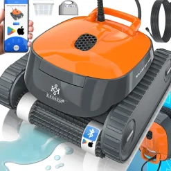 KESSER ® Poolroboter für Boden und Wand, Poolsauger bis 100m² Pools & eine leistungsstarke Reinigung, Poolreiniger vollautomatisch mit App-Funktion & Kontrollmodul, Inkl. Abdeckung, Klettermechanismus Anthrazit / Anthrazit Clearance
