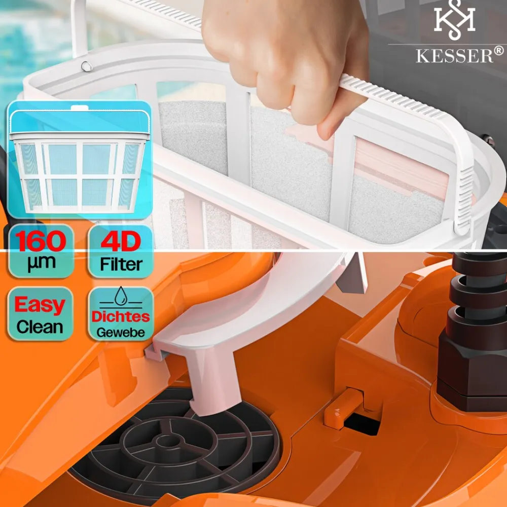 KESSER ® Poolroboter für Boden und Wand, Poolsauger bis 100m² Pools & eine leistungsstarke Reinigung, Poolreiniger vollautomatisch mit App-Funktion & Kontrollmodul, Inkl. Abdeckung, Klettermechanismus Anthrazit / Anthrazit Clearance