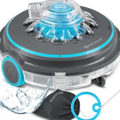 ® Poolroboter Poolreiniger Akku Aqua-9000 inkl. Transporttasche Pool Roboter für bis 80m² Pools, Li-Ion Akku max. 75 min, Kabellos Poolsauger Bodenreinigung Vollautomatisch Bodensauger ^ KESSER Discount