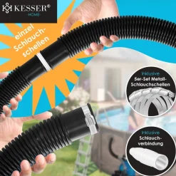 ® Poolschlauch | Schwimmbadschlauch mit Muffen | Solarschlauch für Pool und Schwimmbecken | Saugschlauch | Pumpenschlauch | Flexibler Wasserschlauch ^ KESSER New