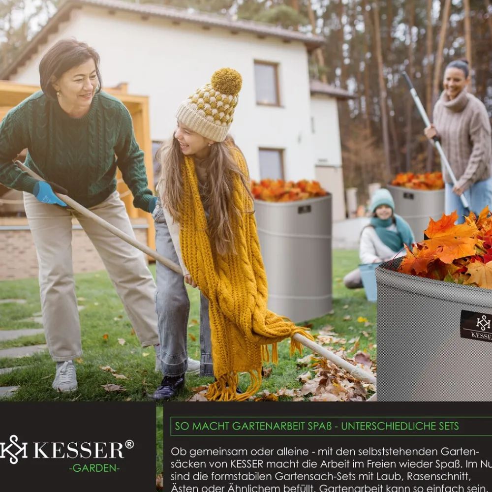 KESSER ® Pop-Up-Gartensack Laubsack Gartenabfallsack inkl. Handschuhe | Selbststehend mit Griffen Stabil Robust & Faltbar | Laubsäcke Rasenschnitt Gartensäcke für Gartenabfälle Grünschnitt Anthrazit / Schwarz Discount