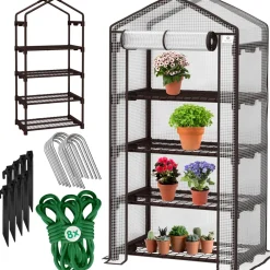 ® Premium Foliengewächshaus Gewächshaus mit - 69 x 50 x 158 cm Treibhaus mit 4 Regalen - Platzsparend, Hochwertiges Anzuchthaus Garten Balkon Stabil & Einfach zu Montieren ^ KESSER Discount