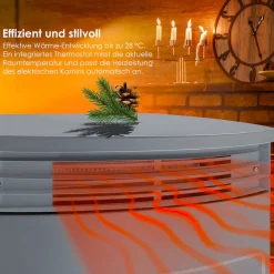 ® Prio Elektrokamin mit Heizung Heizlüfter Fernbedienung WiFi App 950/1900 W Kamin elektrisch LED-Flammeneffekt Kaminfeuer Elektro Kamin mit Thermostat Panorama-Sichtfenster Heizfunktion Timer ^ KESSER Clearance
