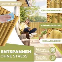 KESSER ® PVC Sichtschutzmatte Sichtschutzzaun Balkonverkleidung Windschutz verstärkte Lamellen für Garten Balkon & Terrasse Balkonumrandung inkl Kabelbindern, Abdeckung & Handschuhe (Produkt aktuell ausverkauft) Schwarz Hot