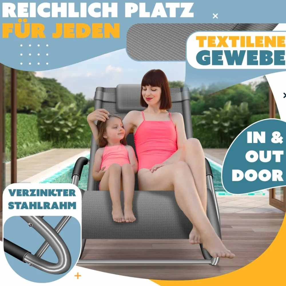 KESSER ® Sonnenliege Relaxliege Schwungliege | Gartenliege | Gartenstuhl | Klappstuhl faltbar | Liegestuhl | Schaukelsessel | ergonomische Relaxsessel | wetterfest