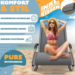 KESSER ® Sonnenliege Relaxliege Schwungliege | Gartenliege | Gartenstuhl | Klappstuhl faltbar | Liegestuhl | Schaukelsessel | ergonomische Relaxsessel | wetterfest