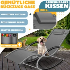 KESSER ® Sonnenliege Relaxliege Schwungliege | Gartenliege | Gartenstuhl | Klappstuhl faltbar | Liegestuhl | Schaukelsessel | ergonomische Relaxsessel | wetterfest