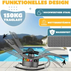 KESSER ® Sonnenliege Relaxliege Schwungliege | Gartenliege | Gartenstuhl | Klappstuhl faltbar | Liegestuhl | Schaukelsessel | ergonomische Relaxsessel | wetterfest