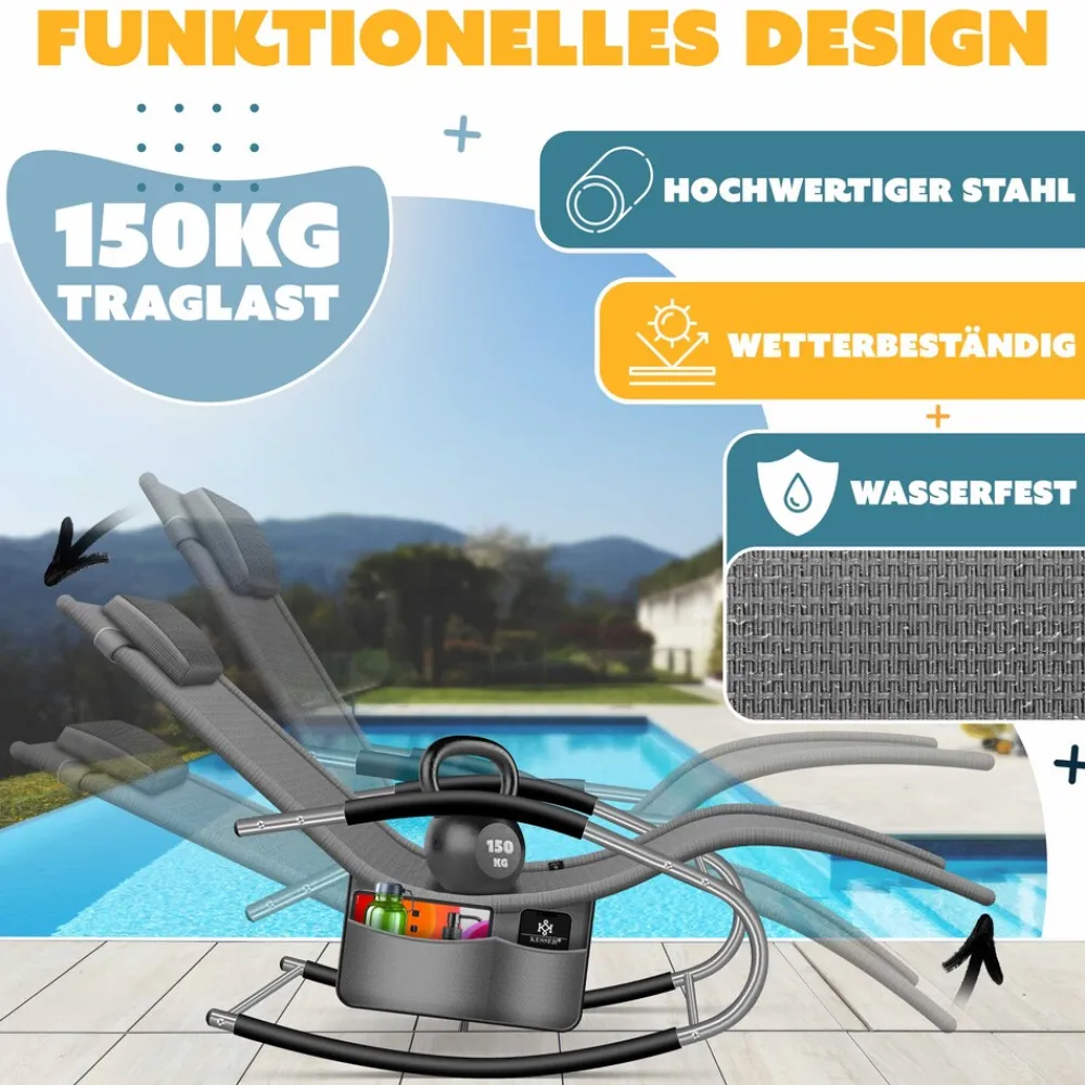 KESSER ® Sonnenliege Relaxliege Schwungliege | Gartenliege | Gartenstuhl | Klappstuhl faltbar | Liegestuhl | Schaukelsessel | ergonomische Relaxsessel | wetterfest
