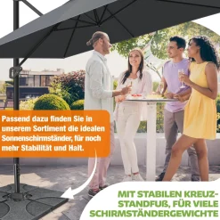 ® Sonnenschirm Ampelschirm SUN XL 300 x 300 cm Inkl. Abdeckung +Windsicherung Drehbar Neigbar Kippbar Marktschirm Groß 360° Rotation, Gartenschirm mit Kurbel Sonnenschutz UV50+ ^ KESSER Sale