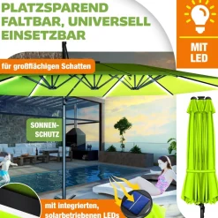 ® Sonnenschirm Doppelsonnenschirm 4,6m x 2,7m | Ampelschirm Abdeckung & Windsicherung mit Kurbel & Ständer | Kurbelschirm Aluminium wasserabweisend | Neigbar Kippbar 360° Drehbar ^ KESSER Hot