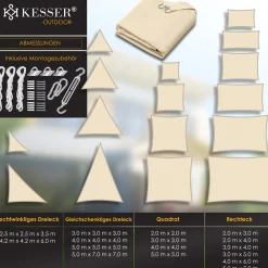 ® Sonnensegel Sonnenschutz Windschutz | HDPE Gewebe | wasserabweisend & windabweisend | 5-Fach quer vernäht robust & stabil Schattenspender Garten Balkon Terrasse ^ KESSER Sale