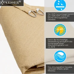 KESSER ® Sonnensegel Sonnenschutz Windschutz | HDPE Gewebe | wasserabweisend & windabweisend | 5-Fach quer vernäht robust & stabil Schattenspender Garten Balkon Terrasse Sale