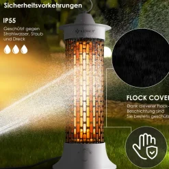 KESSER ® Standheizstrahler Infrarotheizung, 1200W Heizstrahler Energieeffiziente Heizung Innenraum mit 360° Oszillation, Infrarotheizung Standgerät, ElektroheizungIP55, Terrassen-Heizstrahler Weiß Online