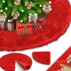 KESSER ® Weihnachtsbaumdecke Tannenbaum Decke Christbaumdecke Kunstfell Rund Teppich Filz Plüsch für Schnee Christbaum Weihnachtsbaum Deko Dekorationen Weiß